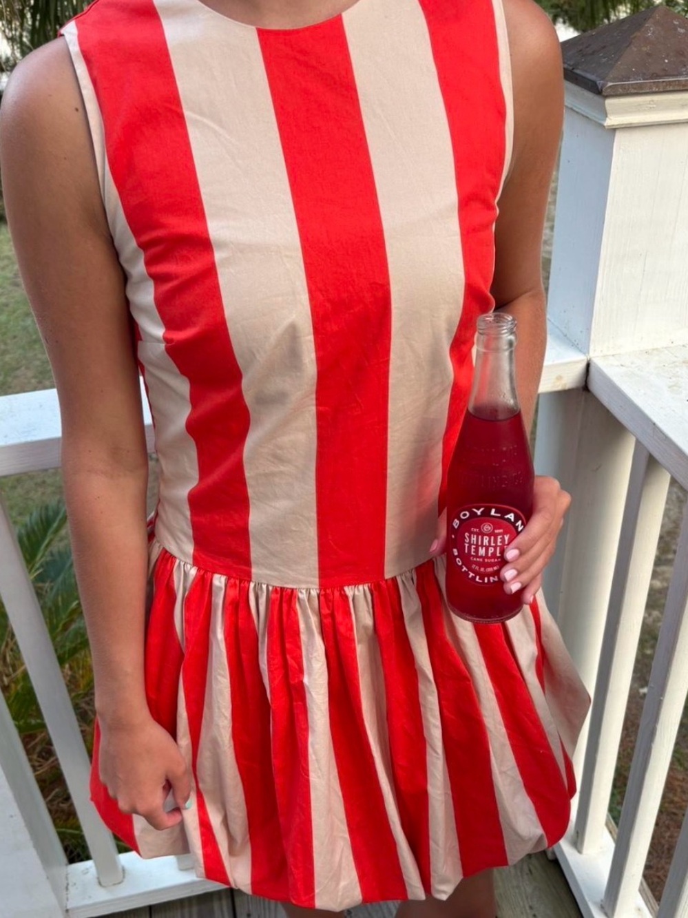 Anthropologie Red and Cream Striped Sleeveless Drop-Waist Dress